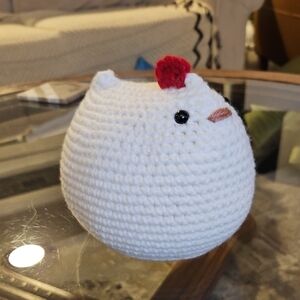 Handcrafted White Chicken Plushie - Crochet